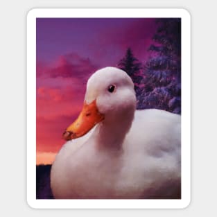 a white duck in the sky painting Sticker
